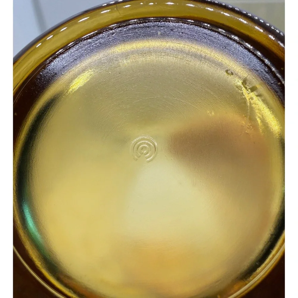 VTG Amber Eldorado Gold Hazel-Atlas Rain Drops Thumbprint‎ Glasses Set of 3 MCM